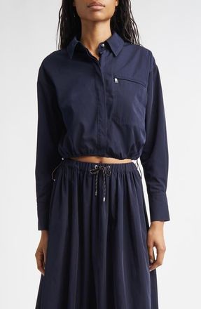Veronica Beard Wilfred Crop Shirt in Navy at Nordstrom, Size 14
