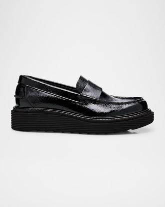 Pedro Garcia Sloan Patent Leather Wedge Loafers