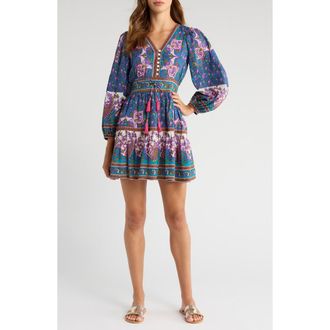 Alicia Bell Clover Cotton & Silk Voile Cover-Up Minidress in Purple at Nordstrom Rack, Size X-Large