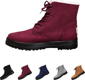 Generic High Top Boots for Women Winter Thickened Warm Comfortable Boot Ladies Lace-Up Snow Boots with Fleece Lined Wear-Resistant Non Slip Outdoor Walking Sh