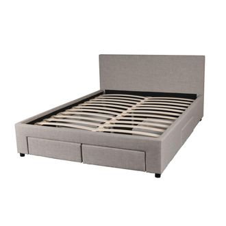 Weber Industries Cama con 4 cajones, tela gris claro, 140x190 cm