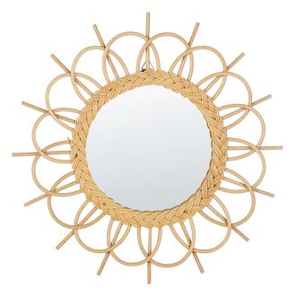 Beliani Beliani - Espejo De Pared Marco De Rat&aacute;n Natural &Oslash; 60 Cm Colgante Sala De Estar Moderno Telakia