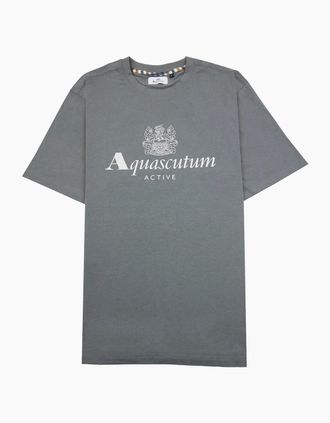 Aquascutum Mens Aquascutum Active Big Logo T Shirt Charcoal - Grey - Size: 44
