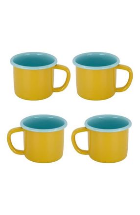 Elifle Two Tone Enamel Mug - Set of 4 in Mustard & Light Blue at Nordstrom