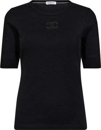 Co'Couture Tops, Dames, Zwart, XS, Geborduurde Zwarte Tee Top