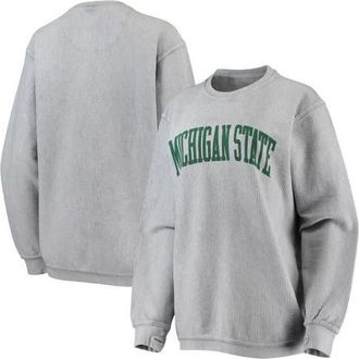 Pressbox Womens Pressbox Gray Michigan State Spartans Comfy Cord Vintage Wash Basic Arch Pullover Sweatshirt at Nordstrom, Size Xx-Large