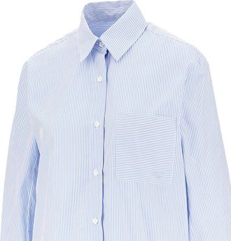 Emporio Armani Vertical-Stripe Cotton Shirt - Blue