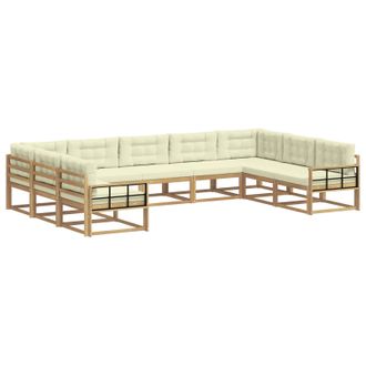 vidaXL Conjunto De Sof&aacute;s De Exterior 9 Uds. Blanco Y Crema Vidaxl