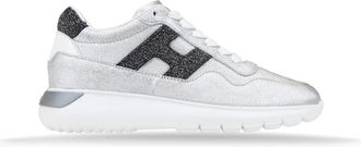 Hogan Glitter Leren Veterschoenen - Dames - Sneakers - Wit - 35 EU - Leer - Schoenen