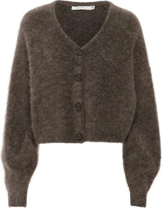 Gestuz Zachte Cardigan met Pofmouwen - Dames - Vesten - Bruin - S - Wol - Truien & Vesten