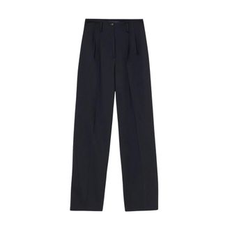 Brooks Brothers Wollen stretchplooibroek - Dames - Straight fit broeken - Blauw - XS - Wol - Broeken