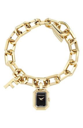 Ferragamo F Charm Bracelet Watch, 16mm x 21mm in Ip Yellow Gold at Nordstrom