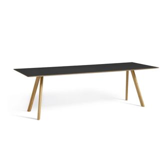 HAY Copenhague CPH30 2.0 Esstisch 250 x 90 cm, Eiche lackiert / Linoleum schwarz