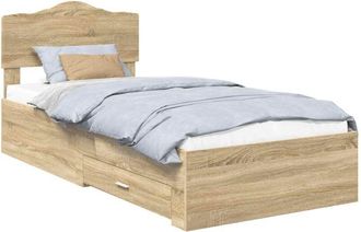 vidaXL Estructura De Cama Con Cabecera Roble Sonoma 90 X 190 Cm Vidaxl