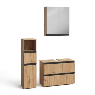 Vicco Conjunto De Muebles De Ba&ntilde;o De 3 Piezas Torren, Artesano, 3 Piezas, Con Armario Midi, Vicco