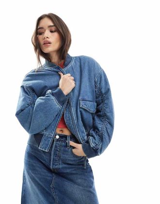 Levi's Bomber in denim blu lavaggio medio