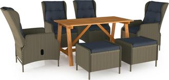 vidaXL Juego De Comedor Para Jard&iacute;n 7 Piezas Marr&oacute;n Vidaxl