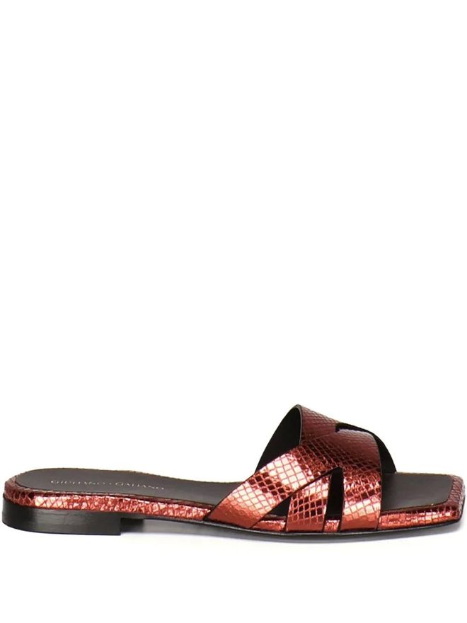 leather slides - women - Calf Leather/Calf Leather/Rubber - 39 - Red