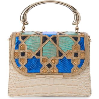 Brahmin Small Hallie Embossed Leather Top Handle Bag in Ivory Multi at Nordstrom