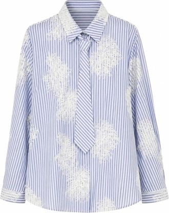2-Biz 591 Blauw Streep - Dames - Overhemden - Blauw - XL - Overhemden