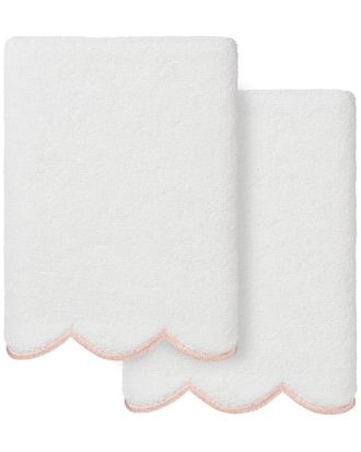 Linum Home Textiles 100% Turkish Cotton Adornia Scallop 2Pc Hand Towel Set