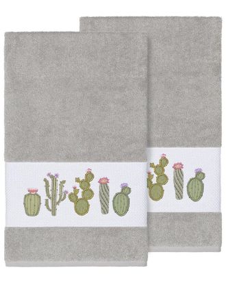 Linum Home Textiles Mila Turkish Cotton 2Pc Embellished Bath Towel Set