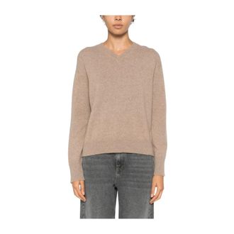 Max Mara Jersey Tostado Cuello Pico - Dames - V-hals truien - Beige - M - Truien & Vesten