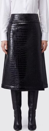 Sportmax High-Waisted A-Line Midi Skirt in Croc-Effect Faux Leather