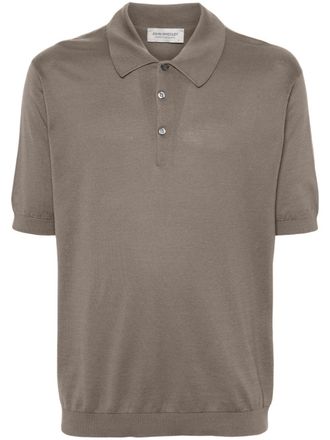 John Smedley Isis knitted cotton polo shirt - Neutrals