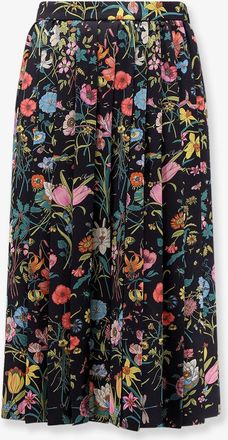Gucci Gonna midi in seta con stampa floreale - GUCCI - gender_Woman
