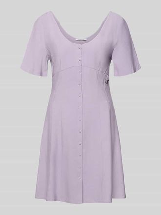 Calvin Klein Jeans Minikleid mit Label-Stitching in Lavender, Gr&ouml;&szlig;e L