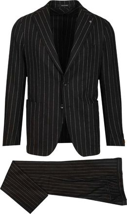 Tagliatore Montecarlo Pinstriped Suit - male - Tagliatore - Single Breasted Suits - Black - M - Suits
