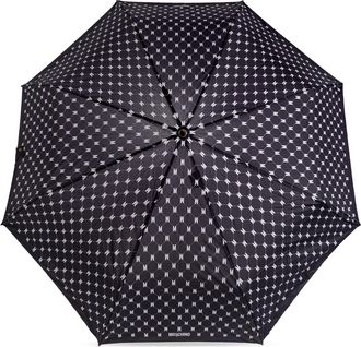 Moschino Folding Umbrella With Monogram, Unisex, Navy Blue