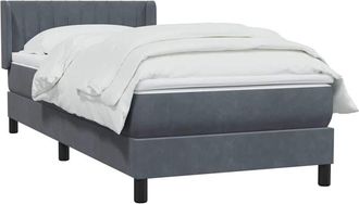 vidaXL Cama Box Spring Con Colch&oacute;n Terciopelo Gris Oscuro 90x210 Cm Vidaxl