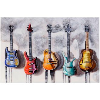 Hhg Hhg - Nunca Usado] Pintura Al &Oacute;leo Guitarras, 100% Pintado A Mano Mural 3d Pintura Xl, 120x80cm