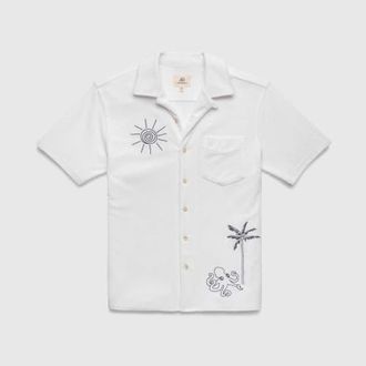 Surfside Supply Co. Mariner Saltwater Terry Camp Collar Shirt in Brilliant White at Nordstrom, Size Xx-Large