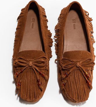 H&M Fringed Loafers in Brown at Nordstrom, Size 10