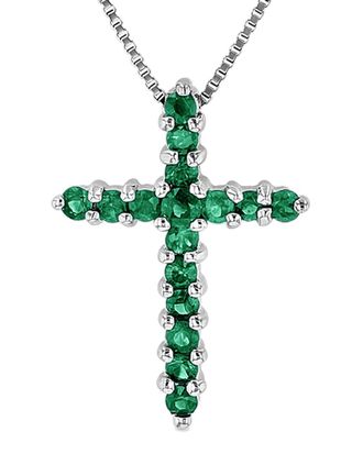Diana M. Jewels Fine Jewelry 14K 0.32 Ct. Tw. Emerald Cross Pendant Necklace