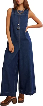Free People Do No Wrong Denim Jumpsuit in Chemisty at Nordstrom, Size Small