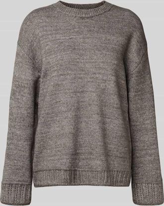 Pieces Oversized Strickpullover mit Crew Neck Modell ORLY in Mittelgrau, Größe XL
