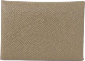 Herm&egrave;s Beige Etoupe Gray Epsom Leather Coin Purse/Coin Case (Pre-Owned)