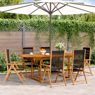 Berkfield Home 7 Piece Garden Dining Set Black Polypropylene & Solid Wood