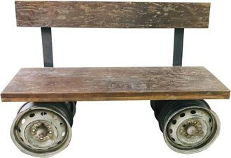 Wanderlust Deco Wanderlust Deco - Banco De Madera Y Metal Marr&oacute;n 142x44x98