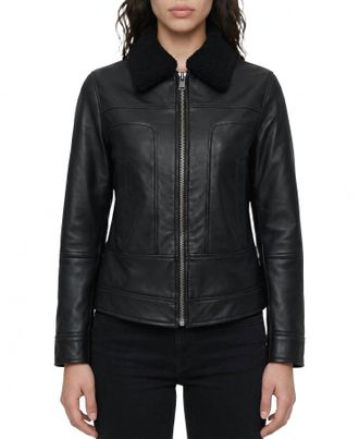 Frye Clementine Sherling Trim Jacket In Black