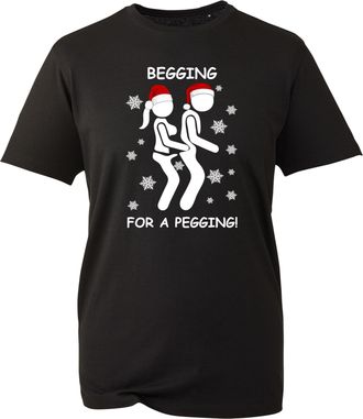 Generic Begging for a Pegging Tee, Funny Stag Do Christmas Shirt, Festive Joke Top for Holiday Nights, Novelty Xmas 2025 Gift UK (Black, 2XL)