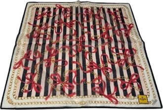 Fendi Pre-owned Scarves, female, Multicolor, Size: ONE SIZE Pre-owned Striped Silk Blend Scarf