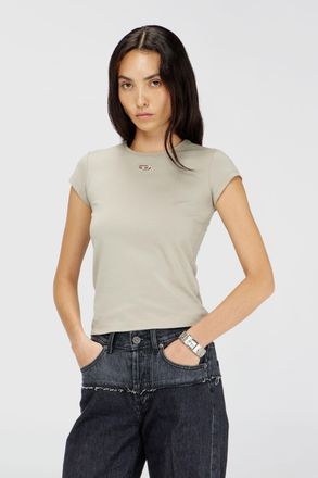 Diesel T-shirt with cut-out embroidered logo - T-Shirts - Woman - Grey