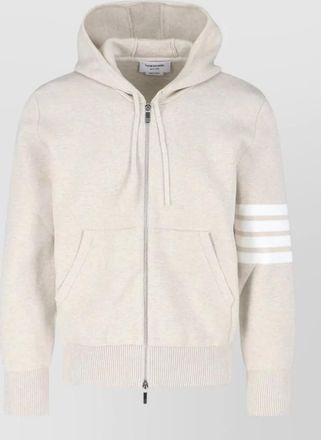 Thom Browne hooded jacket kangaroo pocket ribbed cuffs