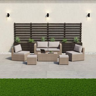Home Discount Garden Vida Islay 6 Seater Rattan Set Already Assembled with Cover in Natural