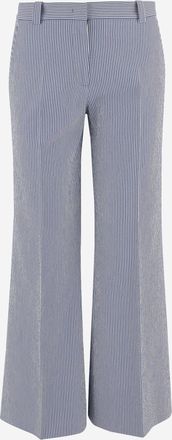 Ql2 Quelledue Womens Pants Striped Cotton-Blend Blue Trousers